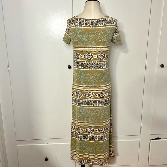 Vintage 90s Boho Striped Slinky Mesh Maxi Dress Size Medium - Picture 3 of 5